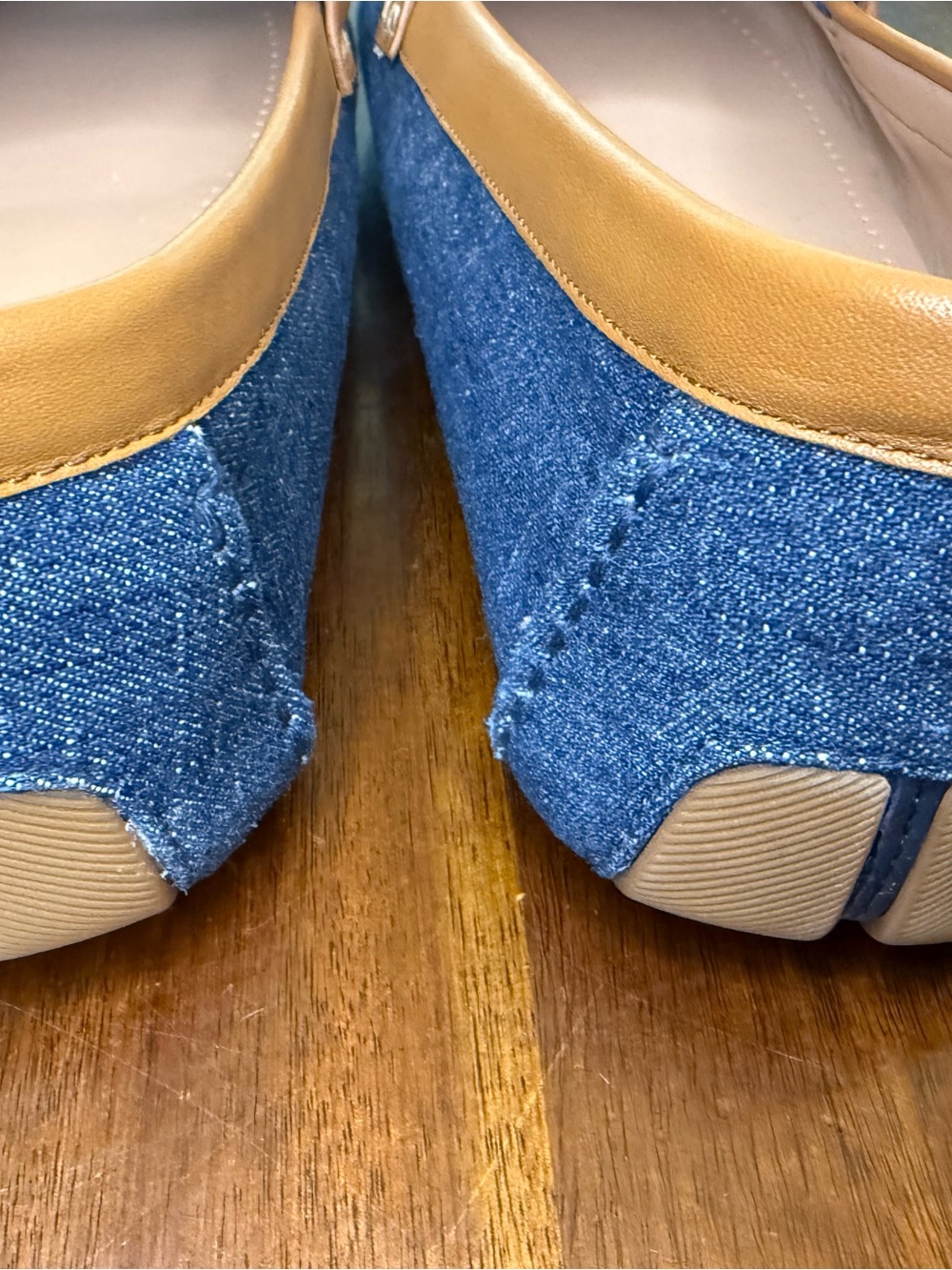Cole Haan Blue Denim & Tan Leather Knot Loafers - Picture 4 of 7